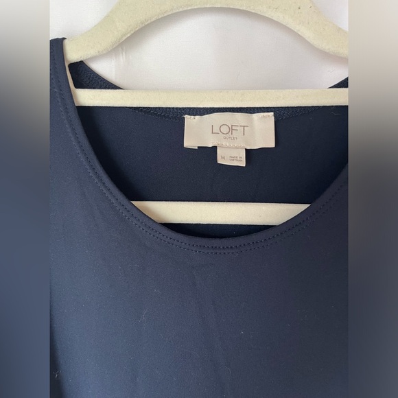 Loft Navy and multicolored stripe midi-length dress - NWOT - Picture 2 of 9